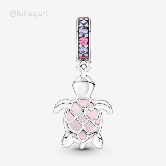 Pandora Murano Glass Pink Sea Turtle Dangle Charm - Picture 2 of 4